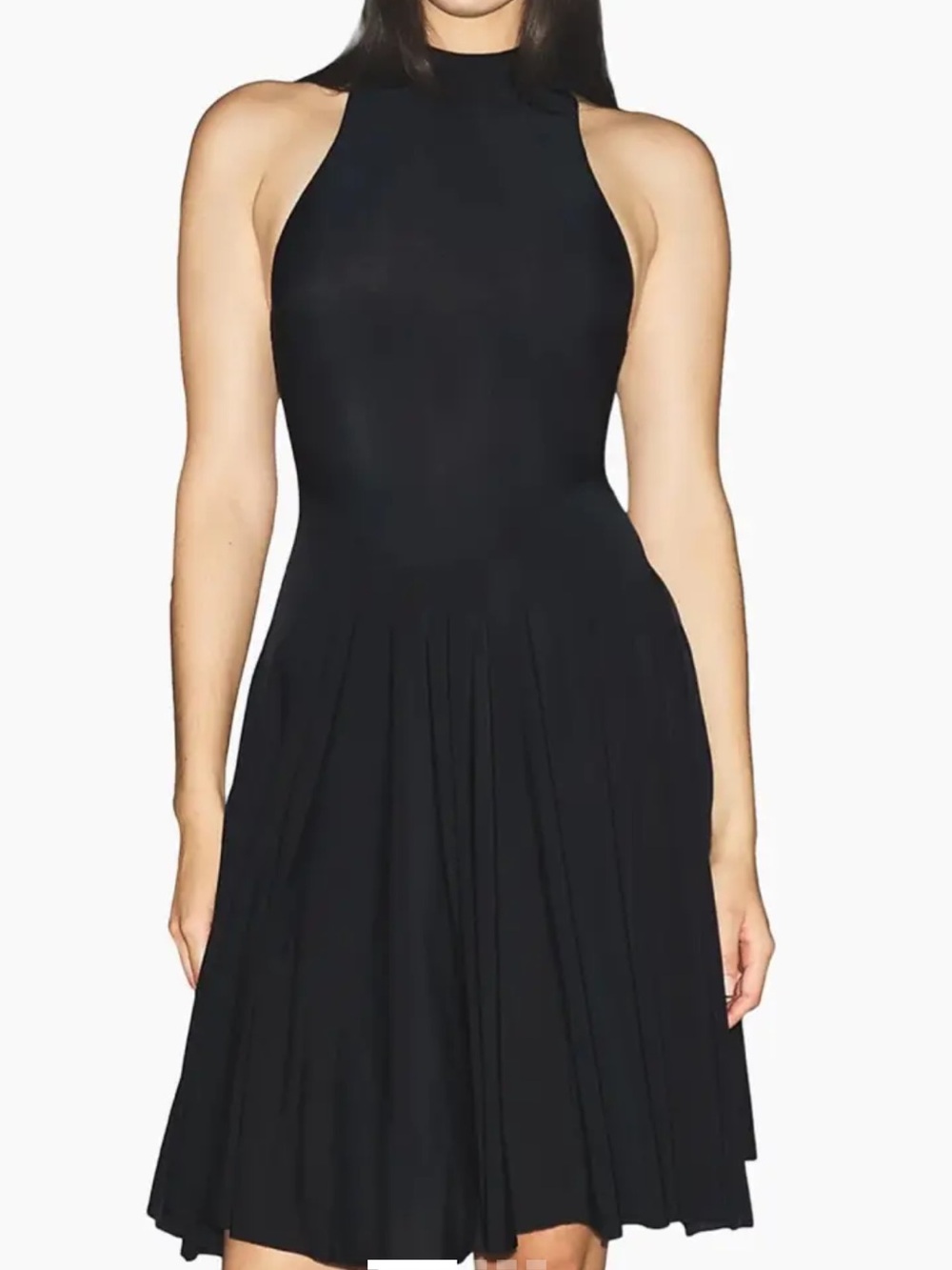 SKIMS Obsidian Black High Neck Midi Dress with Built In Body Suit Size 4X